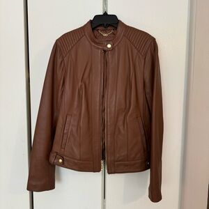 Cole Haan women’s light brown leather moto jacket size Medium